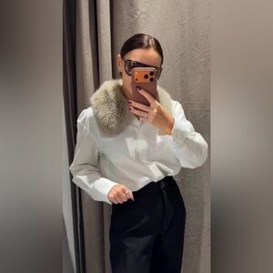 Zara fur collar shirt